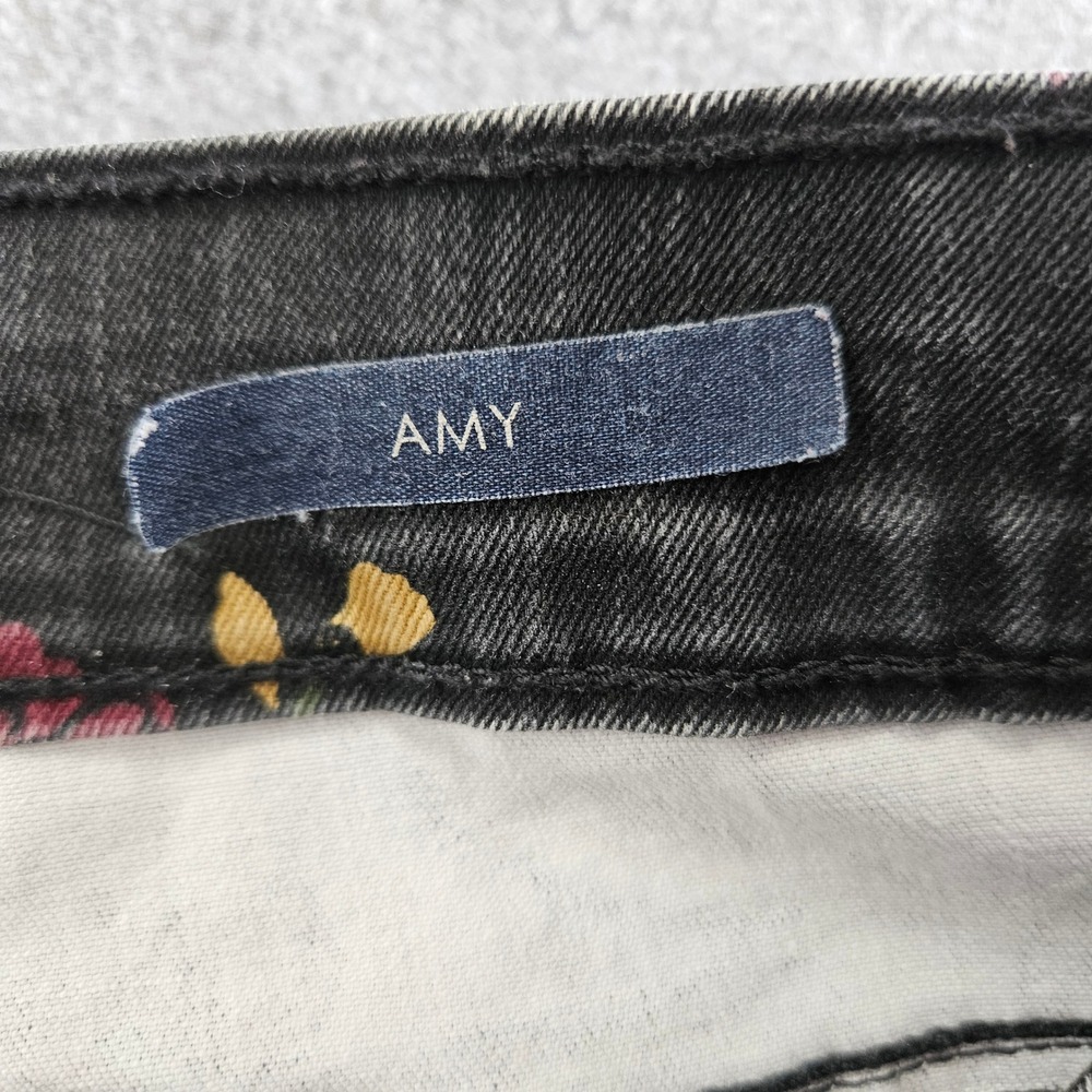 BANDOLINO | AMY | Womens Sz 12 Straight Leg Jeans Black Floral Print Whimsigoth - Picture 6 of 16